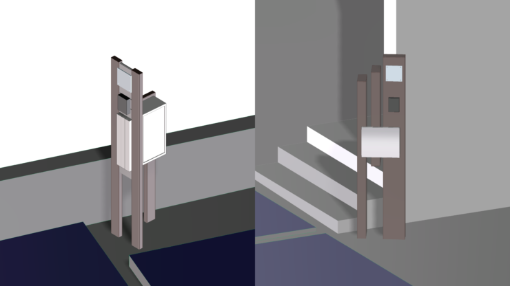 人工木を使って機能門柱をDIY　設置場所ごとのポストのCAD構想図